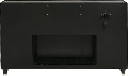 Coaster Home Furnishings - Lorient - Wood and Velvet - 8-Drawer Dresser with Flame Box, LED Lighting, Crystal Knobs and Traditional Style - Bedroom - Black - 223163FB