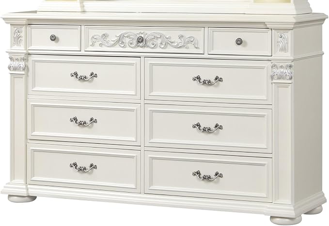 First of a Kind Platinum White King 5 Piece Bedroom Set