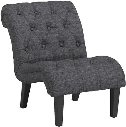 Tufted Upholstered Accent Chair for Living Room Bedroom Lounge Chair Armless Linen Slipper Chair with Wood Legs Gray