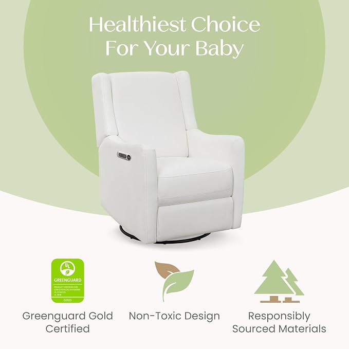 Delta Children Mercer Electronic Power Recliner and Swivel Glider with USB Port in LiveSmart Performance Fabric - Water Repellent & Stain Resistant, Pearl