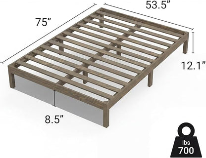LIFEMENT Full Bed Frame Classic Wood Platform, Noise Free, Under Bed Storage, No Box Spring Needed, Easy Assembly, Gray
