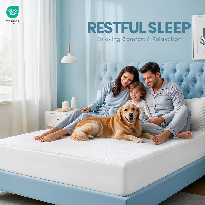 Full Size Mattress Protector Waterproof, Premium 200 GSM Terry Mattress Cover, Soft & Breathable Bed Cover, Fitted Sheet Style Stretchable Deep Pockets 15" by Utopia Bedding (White)