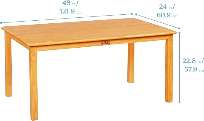 ECR4Kids 24in x 48in Rectangular Hardwood Table with 22in Legs, Kids Furniture, Honey