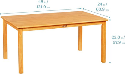 ECR4Kids 24in x 48in Rectangular Hardwood Table with 22in Legs, Kids Furniture, Honey