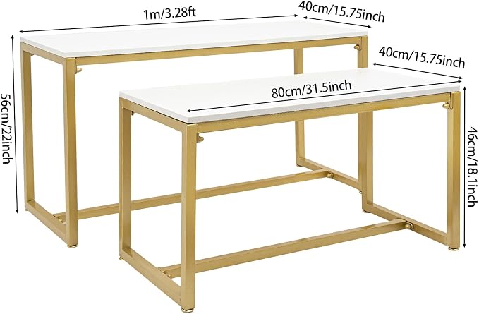 2-Piece Set Gold Modern Nesting Tables, Metal Shoe Handbag Retail Display Racks, Metal Display Riser Shelf for Shoes, Handbags, Home, Clothing Shops, Retail Stores