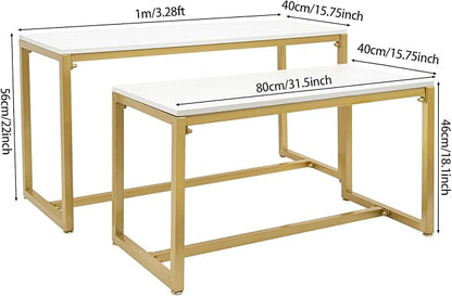 2-Piece Set Gold Modern Nesting Tables, Metal Shoe Handbag Retail Display Racks, Metal Display Riser Shelf for Shoes, Handbags, Home, Clothing Shops, Retail Stores