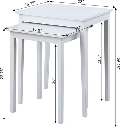 Convenience Concepts American Heritage Nesting End Tables, White