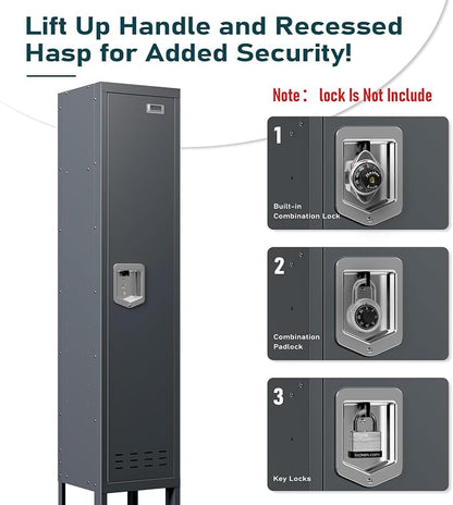 BUTISOW Metal Lockers - 66" Height Steel Lockers for Employees with Door Storage Locker with Card Slot for Employees Gym School Home Office Garage - Assembly Required