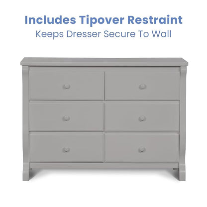 Delta Children Universal 6 Drawer Dresser with Interlocking Drawers - Greenguard Gold Certified, Grey