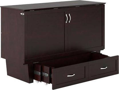 AFI, Monroe Queen Murphy Bed Chest with 6" Mattress, Storage Drawer & Built-in USB Charger, Espresso