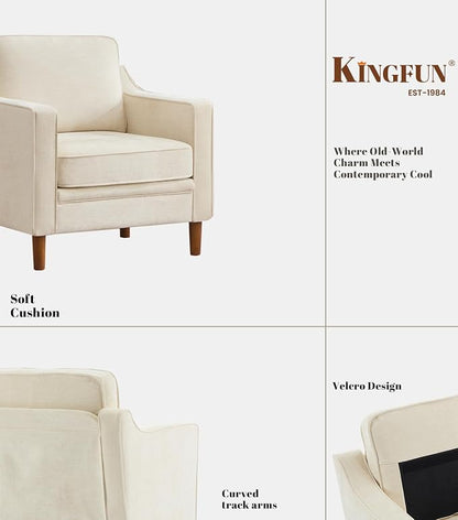 Kingfun Accent Chair Set of 2, Living Room Chairs, Mid Century Reading Armchair, Chenille with Solid Wood Foot, Upholstered Modern Decor for Bedroom, Apartment