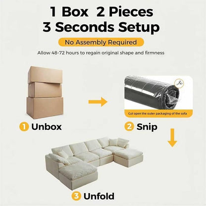 138" Boneless Cloud Couch Sectional for Living Room, Oversized Modular U Shaped Sofa with Double Chaise, Deep Seat Chenille Sectional Couch for Cloud-Like Comfort (6-Seater Green)