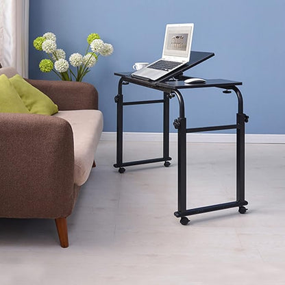 Gdrasuya10 Overbed Table with Wheels for Full/Queen Beds,Home Office Desks for Laptop,Height/Width Adjustable for Bedroom, Dining Room, Living Room(Height: 23" - 35" /Width: 47" - 70")