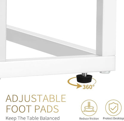 Possile C Shaped End Table Set of 2 for Sofa and Bed, Slide Under Couch Tables, Side Table With Faux Marble Top, Small Under Table Tray for Living Room, Bedroom, White