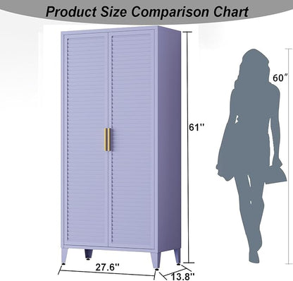 61 "H Purple Metal Cutlery Cabinet with Door Freestanding Kitchen Cabinet with 3 Adjustable Shelf Side Panels, Suitable for Kitchen, Living Room, Dining Room Metal Cabinet,Requires Assembly ﻿