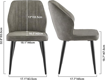 CLIPOP Dining Chairs Set of 4, Faux Leather Dining Chairs, Mid-Century Modern Dining Room Chairs, Upholstered Kitchen Chairs, Metal Legs/Backrest, Accent Leisure Chair for Guest Reception Room - Grey