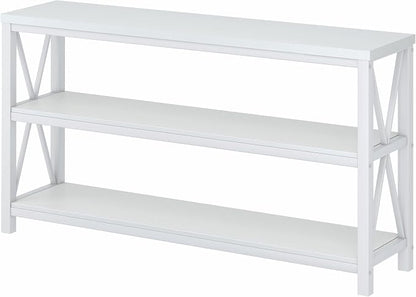 FATORRI Console Table for Entryway, Long Sofa Table with 3 Tier Shelves, Modern White Hallway Tables for Living Room (55 Inch, White Oak)