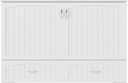 AFI, Southampton Murphy Bed Chest Queen with 6" Mattress, Storage Drawer & Built-in USB Charger, White
