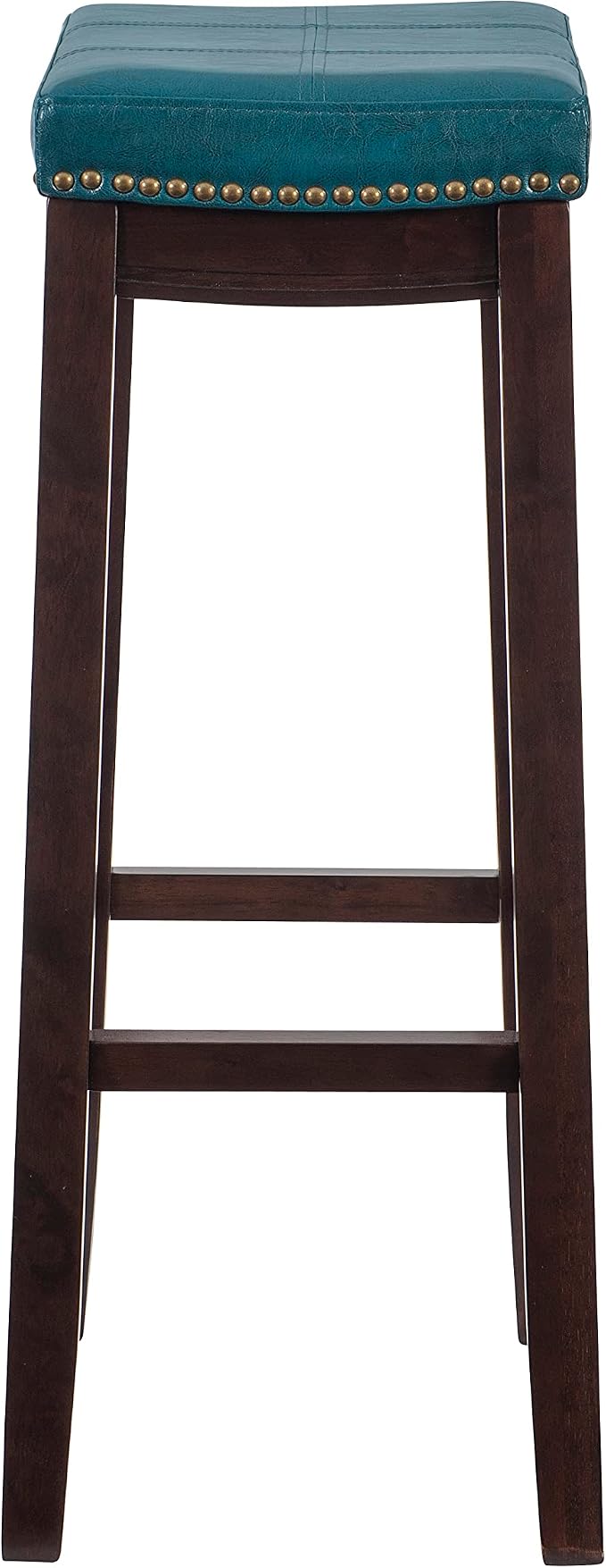Linon Carson Blue Backless Bar Stool, Brown