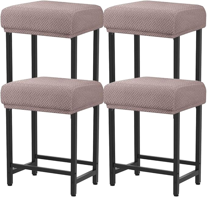 Levoberg Bar Stool Cover Rectangle Stretch Counter Height Barstool Slipcovers Rectangular Vanity Stool Cover Kitchen Counter Saddle Seat Cover for Wooden Metal Bench Set of 4 Taupe