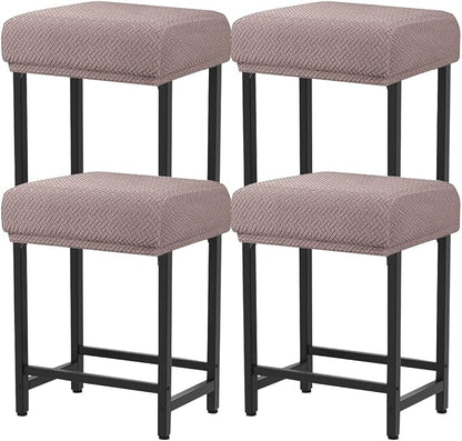 Levoberg Bar Stool Cover Rectangle Stretch Counter Height Barstool Slipcovers Rectangular Vanity Stool Cover Kitchen Counter Saddle Seat Cover for Wooden Metal Bench Set of 4 Taupe