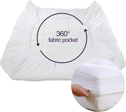 EASELAND Queen Size Mattress Pad Pillow Top Mattress Cover Quilted Fitted Mattress Protector Cotton Top Stretches up 8-21" Deep Pocket Cooling Mattress Topper (60x80 inch, White)