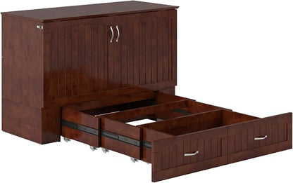 AFI, Southampton Murphy Bed Chest Full with 6" Mattress, Built-in USB Charger & Storage Drawer, Walnut