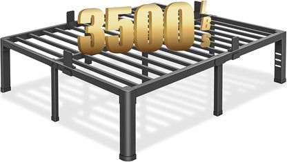 18 inch King Size Bed Frame with Round Corner Legs and Headboard Hole Mattress Slide Stopper 3500 lbs Heavy Duty Metal Platform,Steel Slat Support,No Box Spring Needed,Easy Assembly,Noise Free