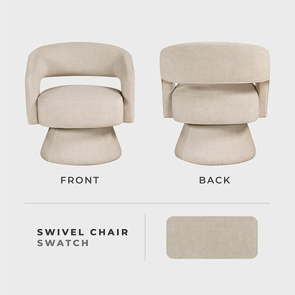 Lexicon 360 Degree Swivel Accent Chair, Modern Comfy Velvet Round Barrel Chair, Open Back, Plush Foam Cushions, Metal Swivel Base for Living Room/Bedroom/Office/Small Spaces, Taupe