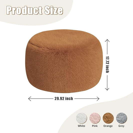 Gericco Round Pouf Ottoman Foot Rest, 29 X 18Inch Floor Poufs Footstool, A Round Modern Foam Filled Foot Stool for Living Room, Home, Nursery, Dorm (Orange, 29Inch)