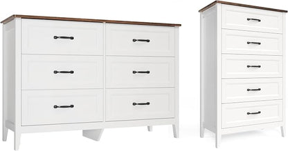 Gizoon 2-Piece Bedroom Furniture Set – Includes 5 Drawer Dresser and 6 Drawer Dresser, Chest of Drawers, Bedroom Set, Grate Gift for Yourself and Your Loved Ones, Ideal for Any Bedroom, Living Room