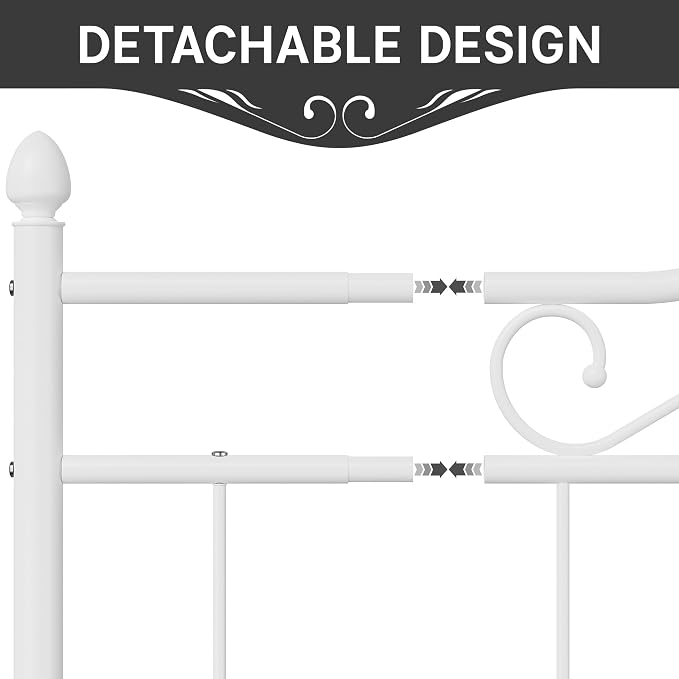 Headboard for King Size Bed Frame Vintage Platform Bed Metal Headboard Only | Height Adjustable,Sturdy and Stable,Easy Assembly,White