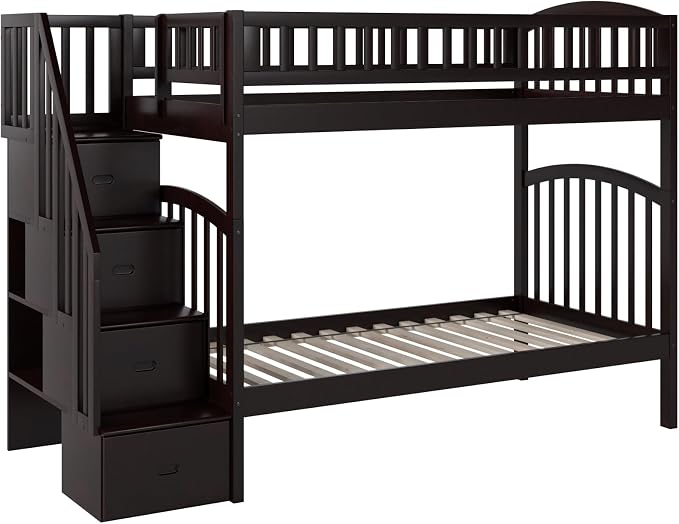 AFI, Westbrook Staircase Bunk Bed Twin Over Twin, Espresso