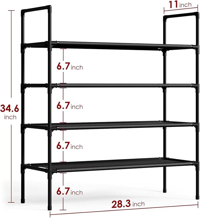 Multi Tier Shoe Rack for Closet Metal Wide Shoe Storage Organizer Oxford Fabric Cover Shoe Shelf for Entryway, Bedroom, Floor, Closet, Porch, Dorm, Living Room