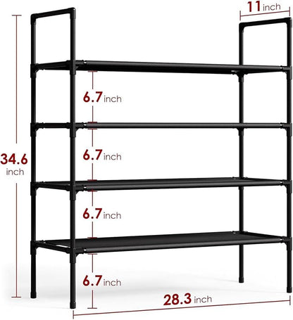 Multi Tier Shoe Rack for Closet Metal Wide Shoe Storage Organizer Oxford Fabric Cover Shoe Shelf for Entryway, Bedroom, Floor, Closet, Porch, Dorm, Living Room