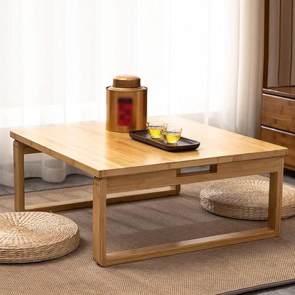 Foldable Low Japanese-Style Coffee Table - Square, Kids Art & Meditation Table, for Tatami Bedroom & Bay Window (31.5 * 31.5 * 12.2in)