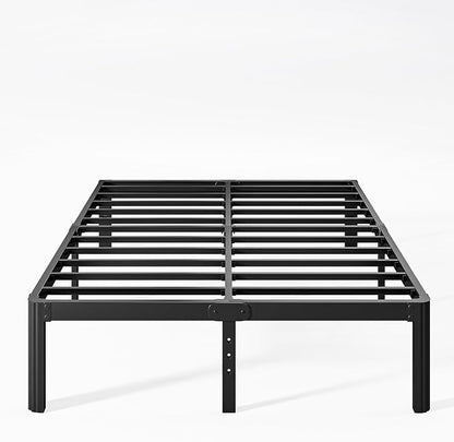12 Inch High Platform Queen Bed Frame No Box Spring Needed, Metal Bed Frame Queen Size, Noise Free, Easy Assembly, Heavy Duty, Black