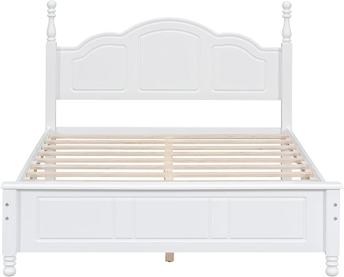 Harper & Bright Designs 3 Pieces Full Size Bedroom Sets, Solid Wood Platform Bed Frame with Heeadboard, 2 Nightstands, Farmhouse Design Full Bedroom Furniture Sets, Easy to Assemble (White)