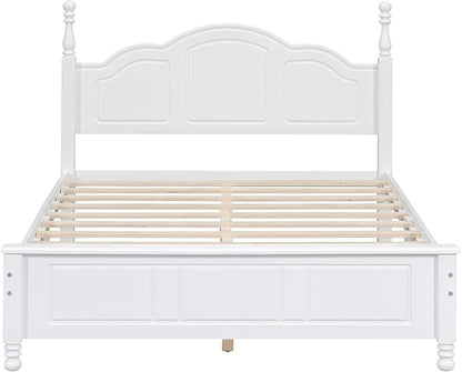 Harper & Bright Designs 3 Pieces Full Size Bedroom Sets, Solid Wood Platform Bed Frame with Heeadboard, 2 Nightstands, Farmhouse Design Full Bedroom Furniture Sets, Easy to Assemble (White)