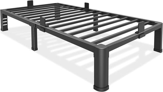 Bilily Metal Bed Frame Twin Size,12 Inch Twin Bed Frame with Round Corner Legs,Heavy Duty Steel Slats Support Platform Bed,No Box Spring Needed Easy Assembly Noise-Free for Kids Room,Single Bed,Black