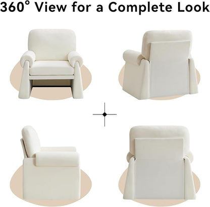 Accent Chairs Set of 2, Modern Living Room Chairs, Comfy Single Sofa Chair with Thick Cushion and Armrests, Upholstered Reading Club Chair, Arm Chair for Living Room Bedroom, Beige