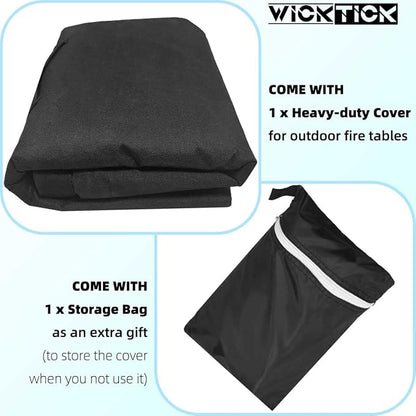 WICKTICK Square Gas Fire Pit Cover 32 x 32 x 25 Inch, Waterproof & 600D Heavy Duty Fire Table Cover for 28x28, 30x30, 32x32 Inch Patio Tall Propane Firepits
