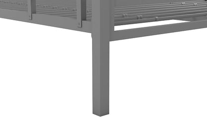 Novogratz Maxwell Metal Bunk Bed Frame for Kids and Teens, with Angled Ladder, High Guardrail and Metal Slats, No Boxspring Required, Underbed Storage Space, Twin-Over-Full, Gray