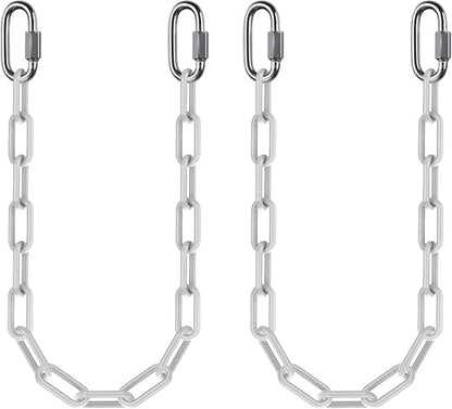 2Pcs 20" Heavy Duty Hanging Chain with Hooks Swing Extension Chain White | 1000 LB Capacity Hammock Extension Chain for Swing Chair, Hanging Chair, Porch Swing, Hammock Chair, Punching Bags, Heavy Bag