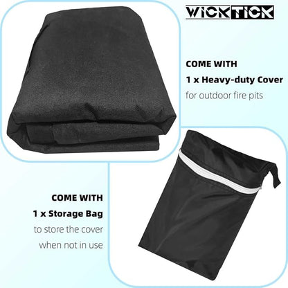 WICKTICK 21 Inch Round Fire Pit Cover for Solo Stove Bonfire 2.0, 600D Heavy Duty Waterproof Firepit Accessories for Outdoor Camping, All-Weather Resistant