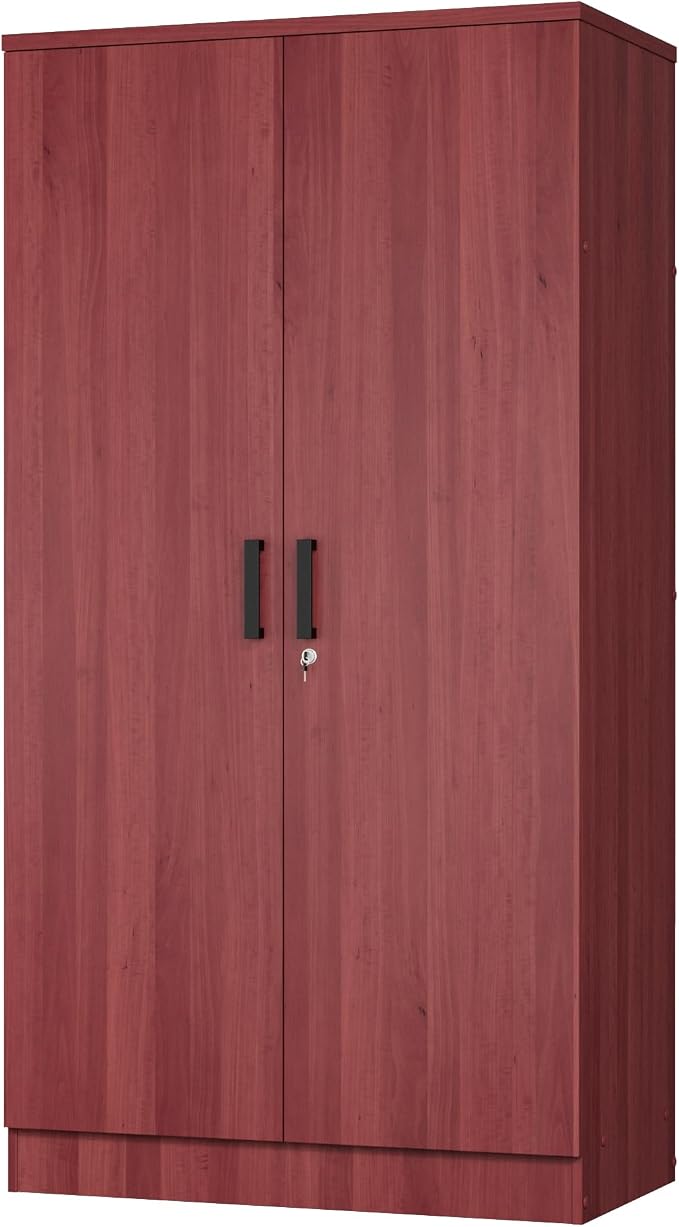 Woodpeckers Furniture And Mattress 2 Doors Wardrobe with Shelves (Mahogany)