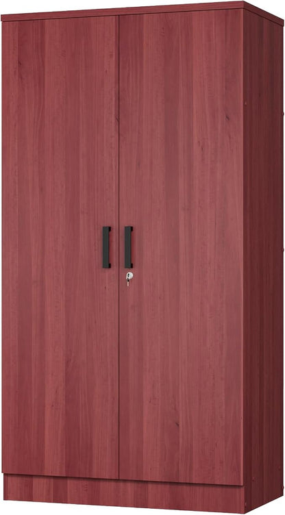 Woodpeckers Furniture And Mattress 2 Doors Wardrobe with Shelves (Mahogany)