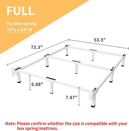 Superay Metal Bed Frame, 9-Leg Bed Base, 8 inches Support for Box Spring, Full, Easy Assembly, White