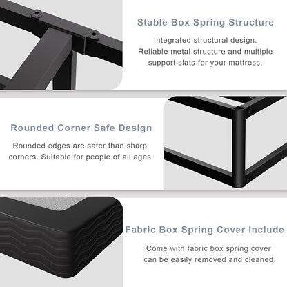 Tyndall Box Spring for Twin Bed, 5 inch Twin Box Spring Only, Strong Metal Frame Mattress Foundation, No Noise, Easy Assembly, Non Slip, Black