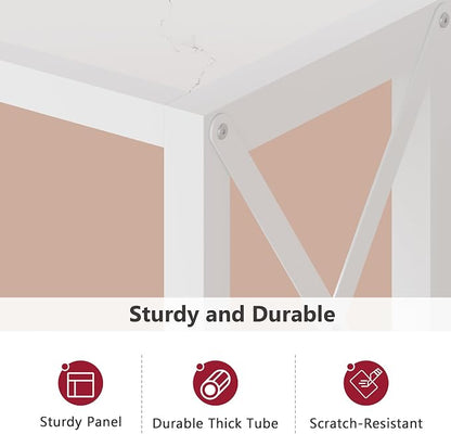 Tajsoon Console Table 41.8”, 2-Tier Entryway Table Narrow Sofa Table with Shelves, Entrance Table with Stable X-Frame, for Entryway, Hallway, Living Room, Foyer, Corridor, Office, White